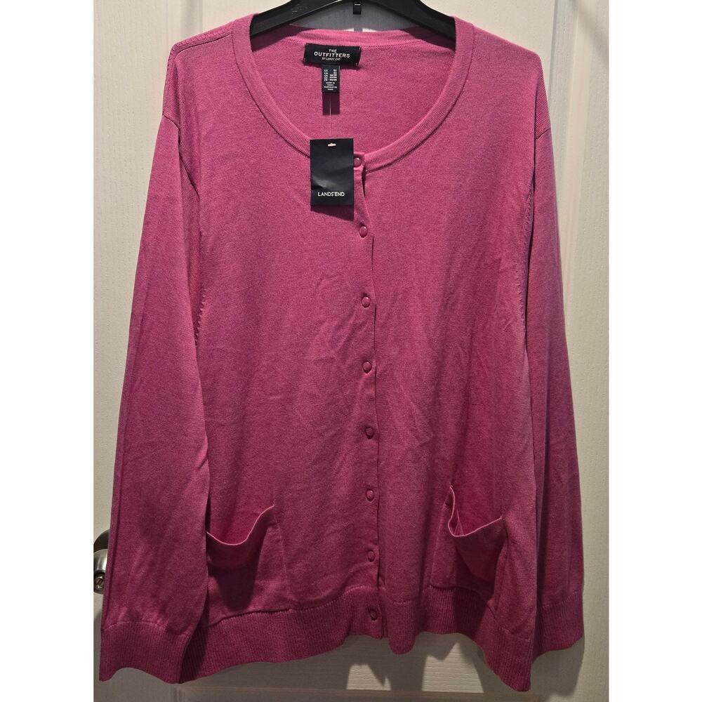 NWT The Outfitters by Lands’ End Pink Button Cardigan w/ Pockets sz 5X